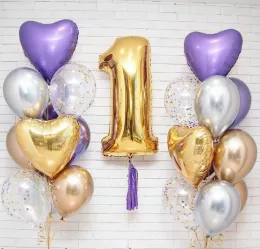 Композиция из шаров на 1 год, Violet gold