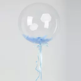 Шар Bubbles с голубыми перьями