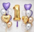 Композиция из шаров на 1 год, Violet gold