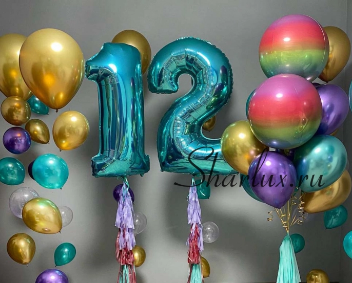 Сет разноцветных шаров на 12 лет