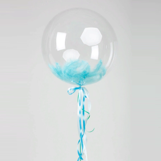 Воздушный шар с перьями Bubble, бирюзовый