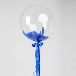 Прозрачный шар Bubble с синими перьями
